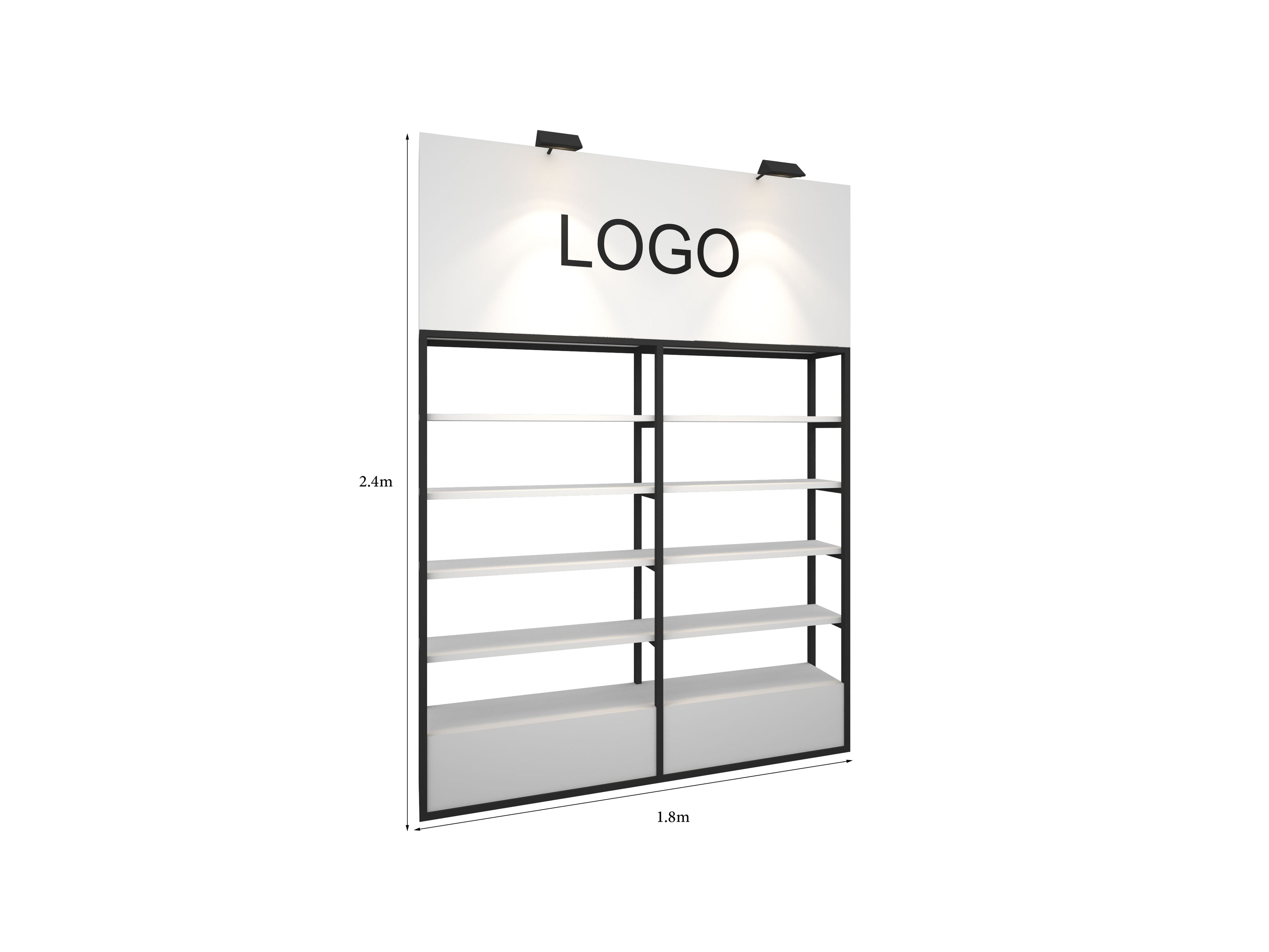 Double Shelf Wall with Lights